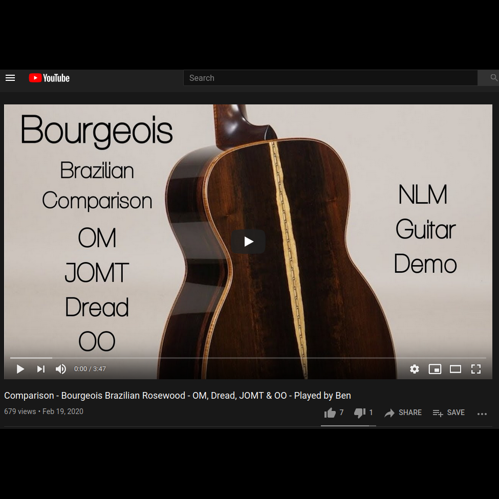 Comparison - Bourgeois Brazilian Rosewood - OM, Dread, JOMT & OO - Played by Ben