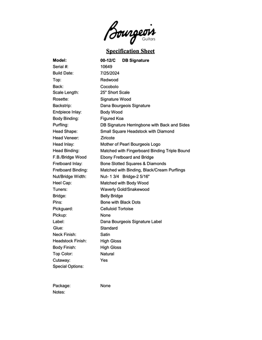 Bourgeois DB Signature 00-12 Coupe Cutaway!