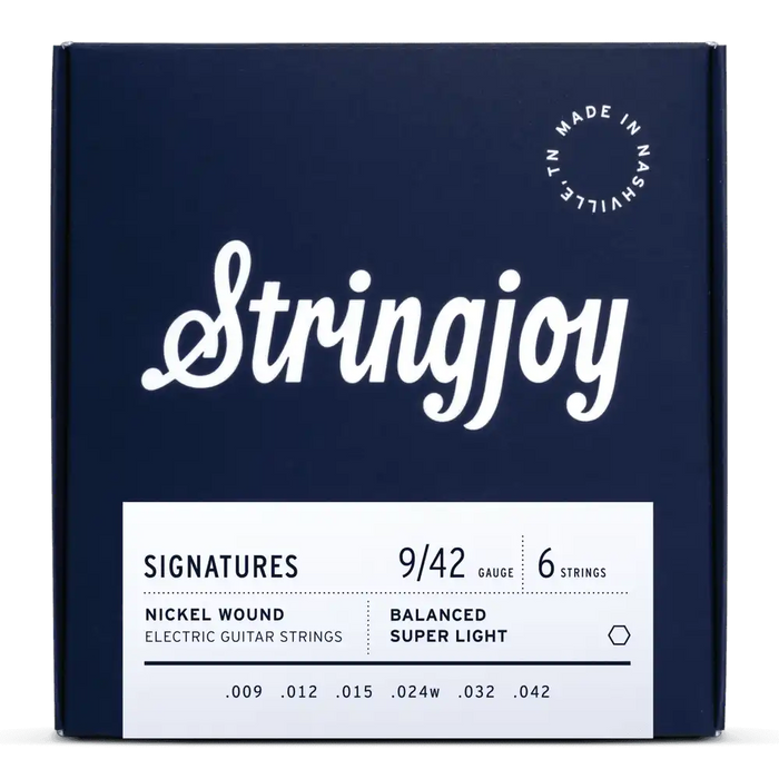 Stringjoy 9-42 Balanced Super Light Gauge Signatures - Nickel Wound Electric Guitar Strings