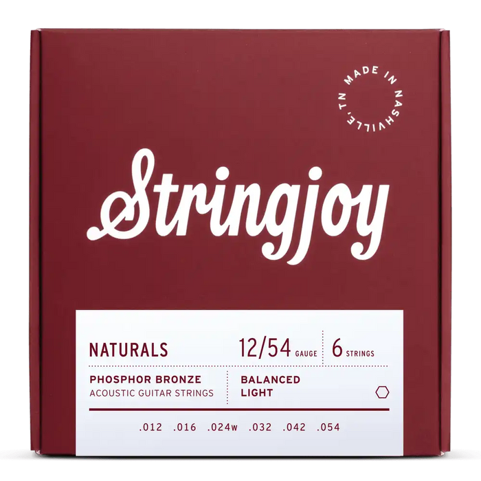 Stringjoy 12-54 Light Gauge Naturals - Phosphor Bronze Acoustic Guitar Strings