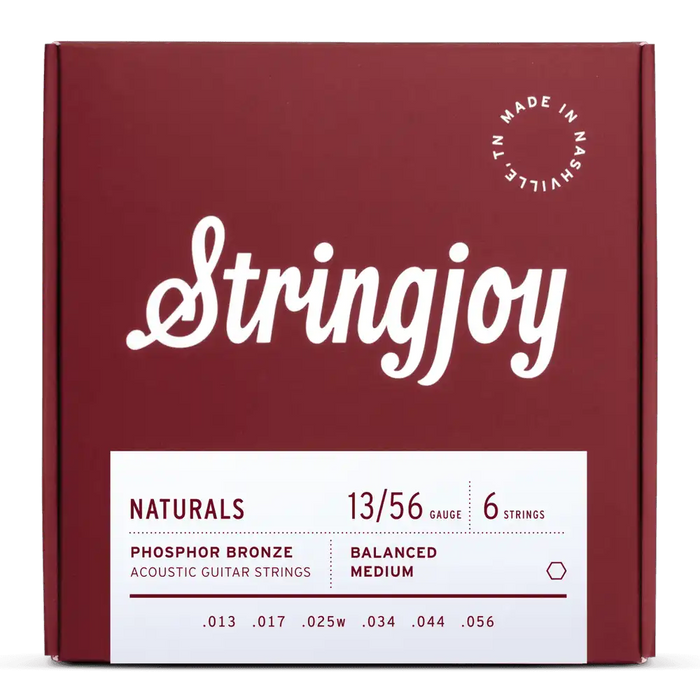 Stringjoy 13-56 Medium Gauge Naturals - Phosphor Bronze Acoustic Guitar Strings