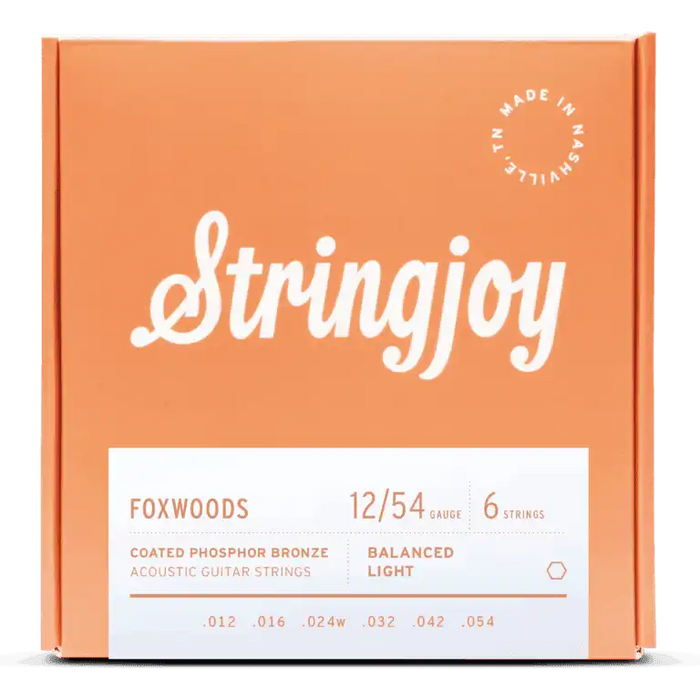 Stringjoy 12-54 Light Gauge Foxwoods - Coated Phosphor Bronze Acoustic Guitar Strings
