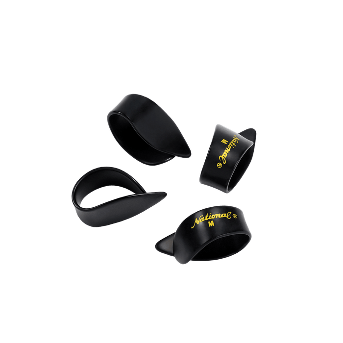 National Finger Picks Black Celluloid, Medium, 4 pack