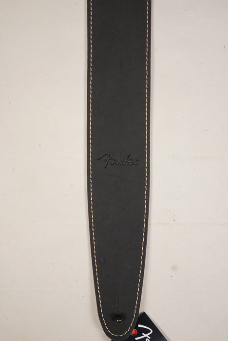Fender 2.5" Black Leather/Suede  with White Stitching