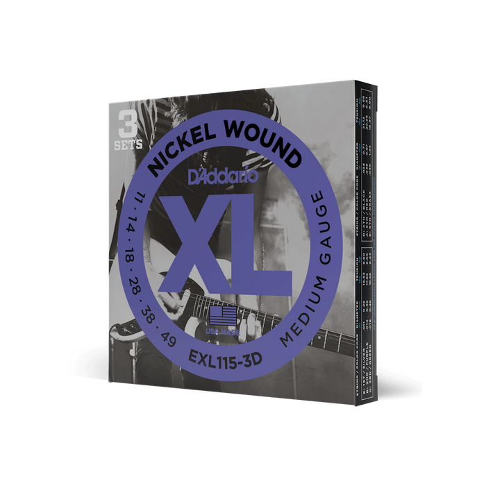 D'Addario EXL115-3D Nickel Wound Med. Gauge 11/49